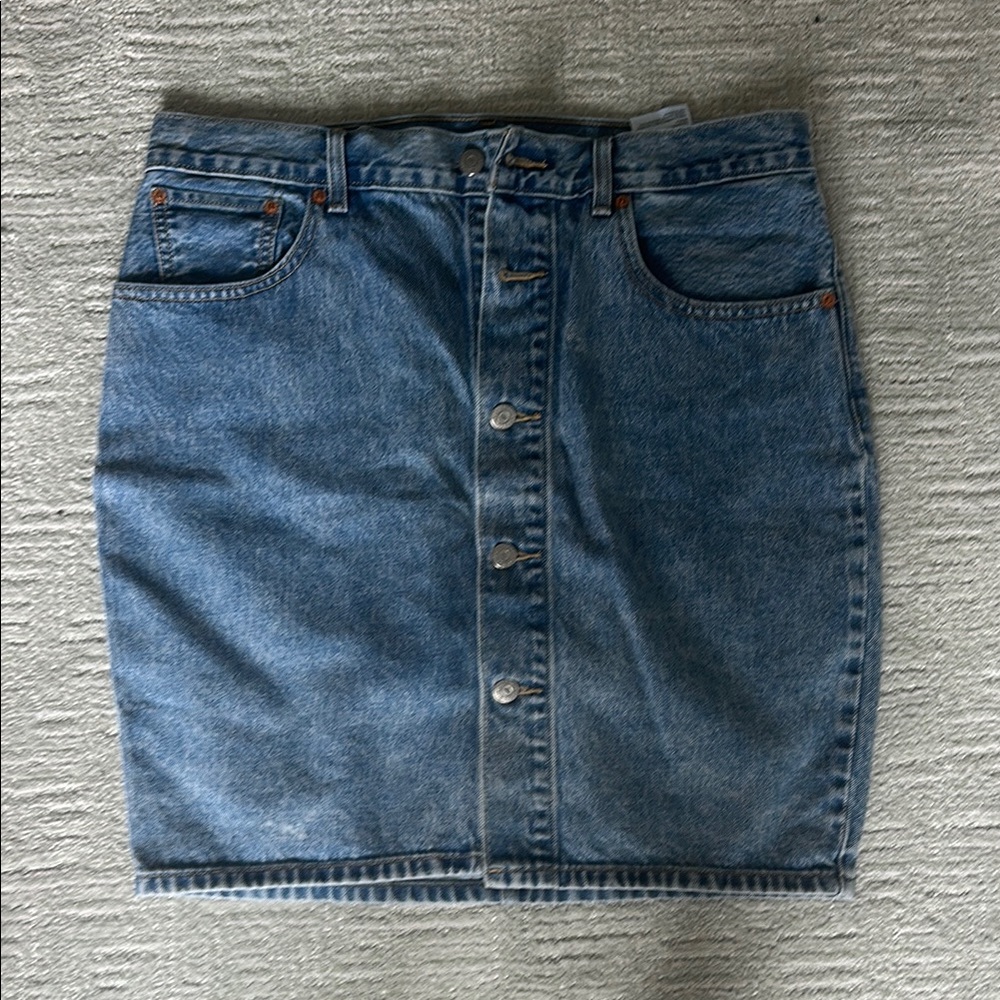 Levi Strauss Button-Front Denim Mini Skirt - Blue
